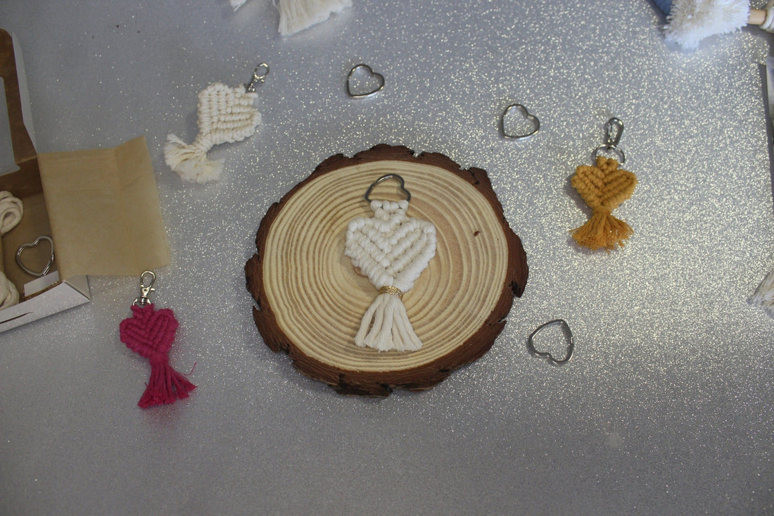 Porta-chaves coração de macramé - passo a passo