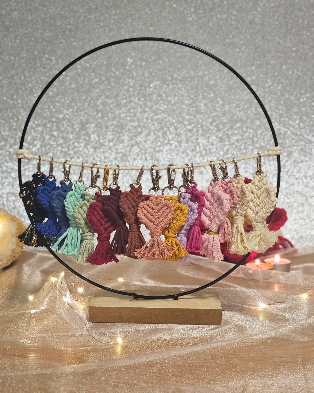 Porta-chaves Coração - Macramé