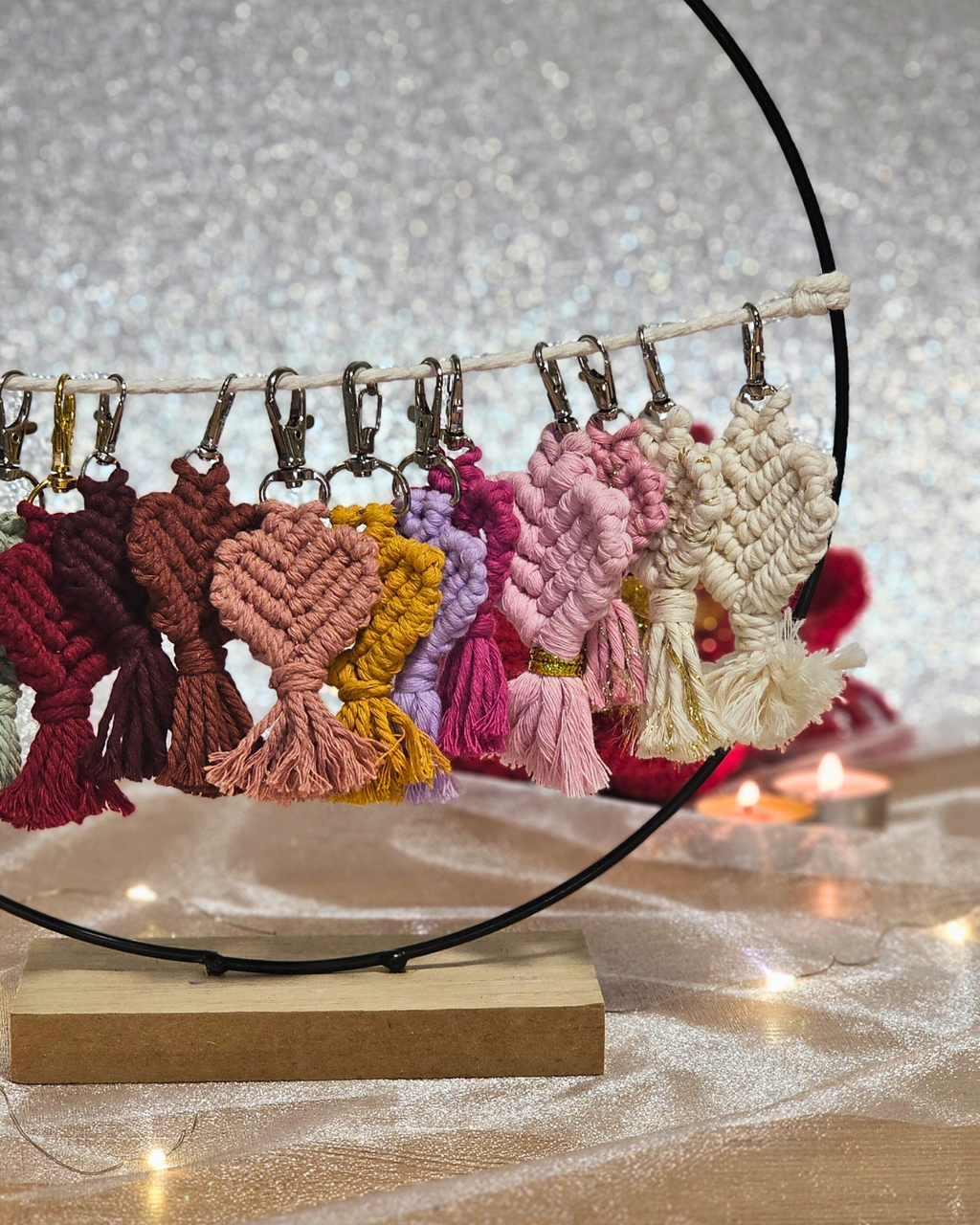 Porta-chaves Coração - Macramé