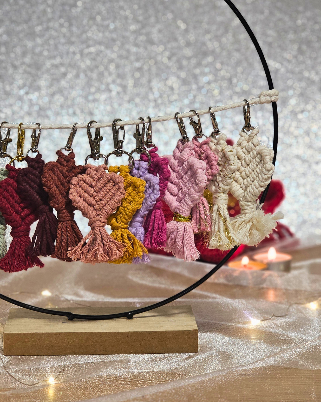 Porta-chaves Coração - Macramé